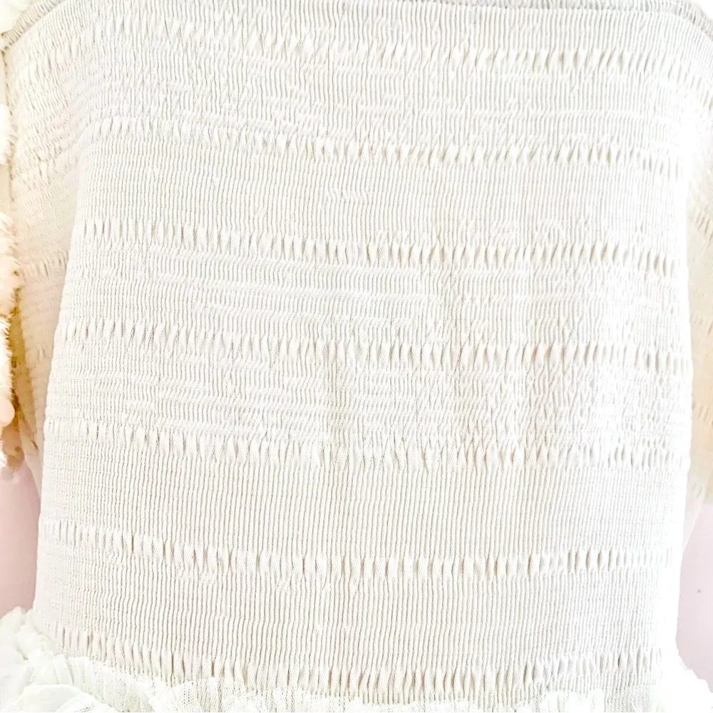 Ivy City Co Cloud Nine Sparkle Cream Textured Smocked Dress. Size 1X - Image 9