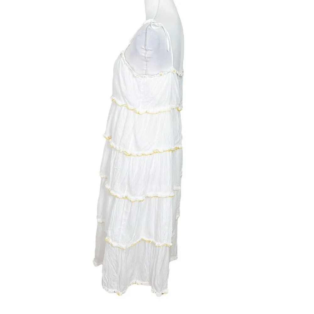 Tularosa Raz Midi Dress Women’s Size Medium White Embroidered Daisy Tiered - Image 4