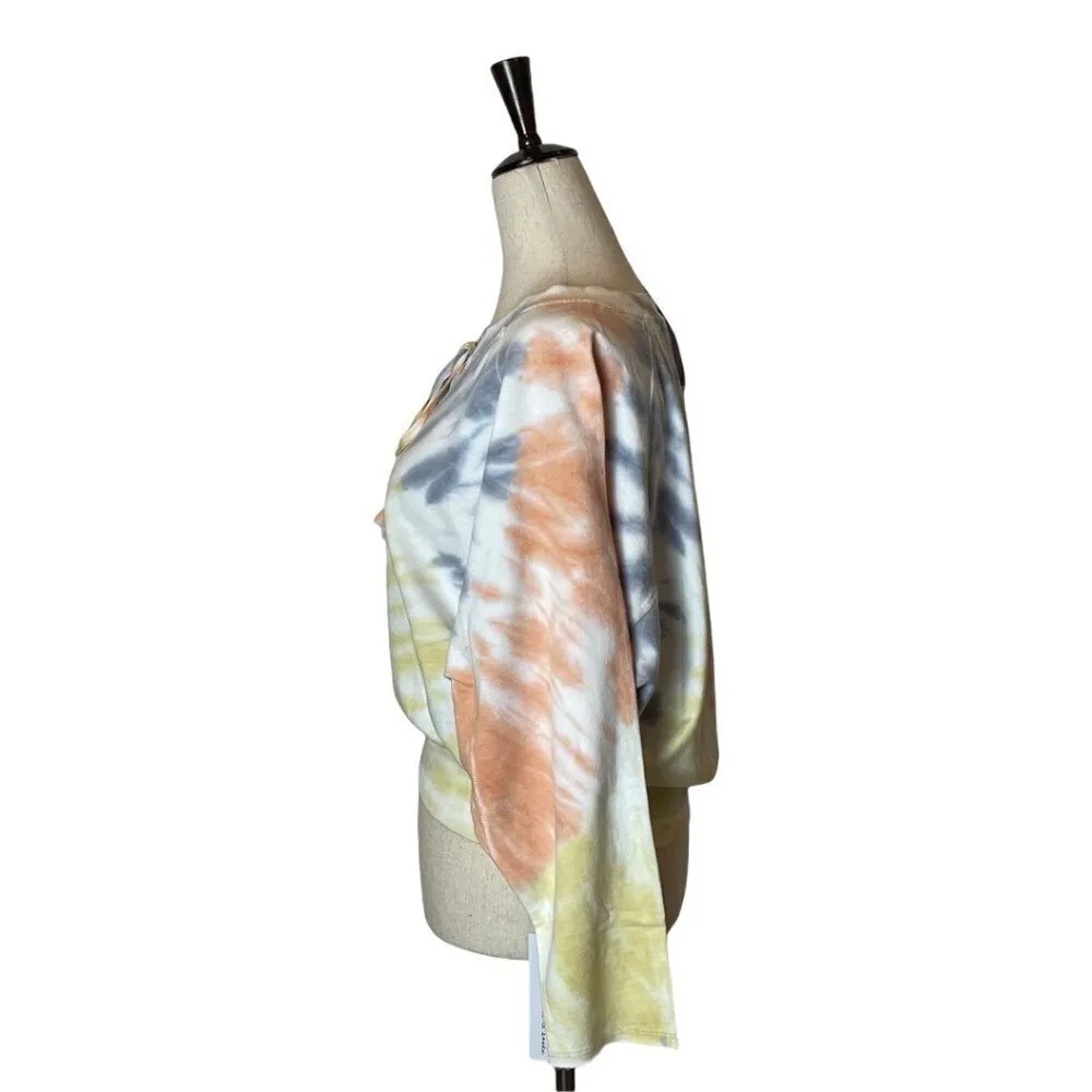 Young Fabulous & Broke Payton Tie Dye Lace‎ Up Neckline Crew Neck Sweatshirt M - Image 3