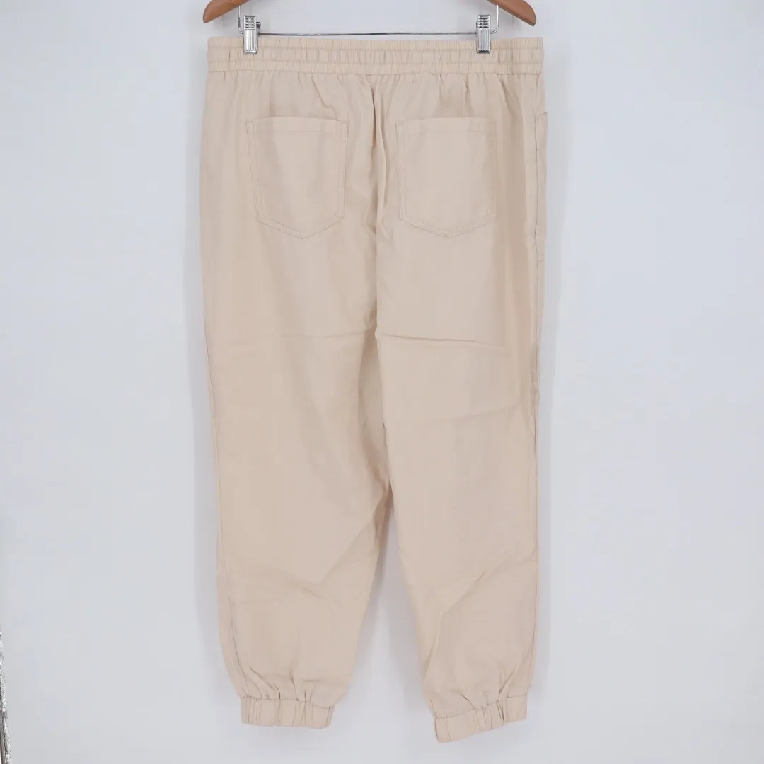 LOFT Outlet Beige Utility Jogger Pants Elastic Waist Drawstring Size L Tan Size L - Image 5