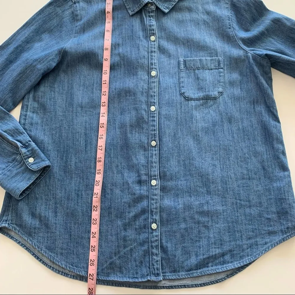 Via Penny Lane Reworked Apparel | Led Zeppelin Denim Button Up Shirt Size L - Image 6