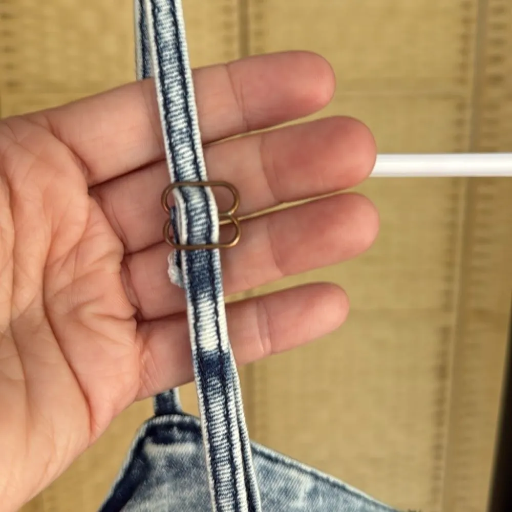 Project Rebel Denim romper adjustable straps cotton size extra large Blue - Image 5