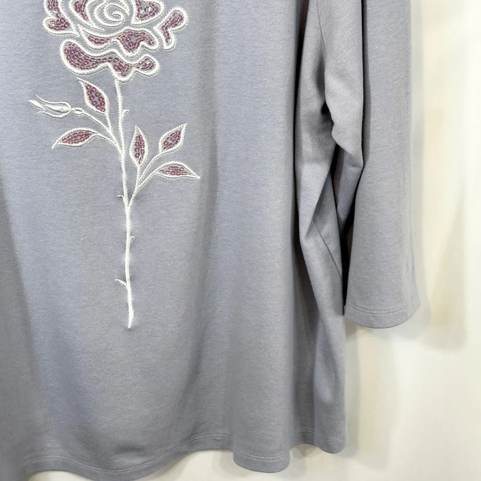 Bob Mackie Plus Size 3X Top Wearable Art Lilac Purple Rose Layered Mature 532‎ - Image 6