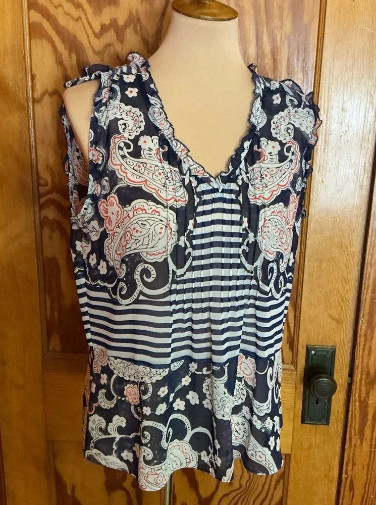 Cabi sheer paisley n striped peplum dressy top - Image 5