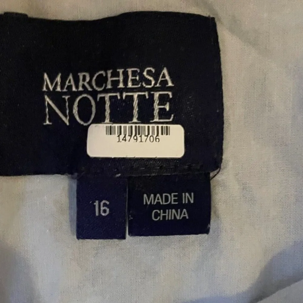 Marchesa Notte Blue Eyelet Midi Dress size 16 White - Image 4