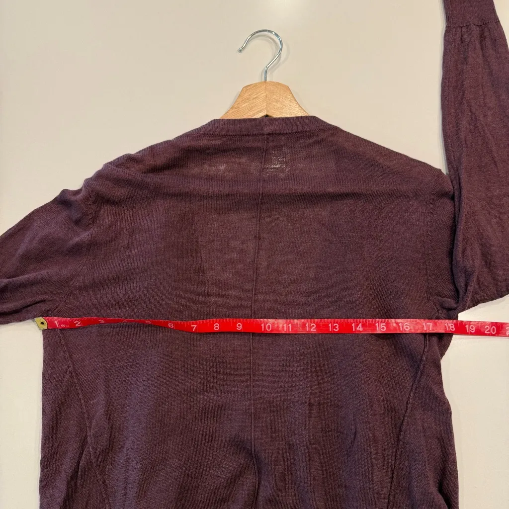 Garnet Hill Deep Plum Easy Linen Drape Front Cardigan Size Small - Image 5