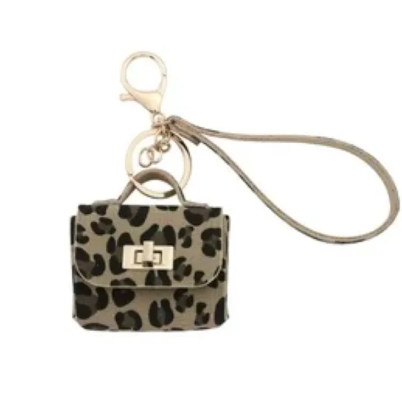 Leopard Print Mini Keychain Bag Brown - Image 2