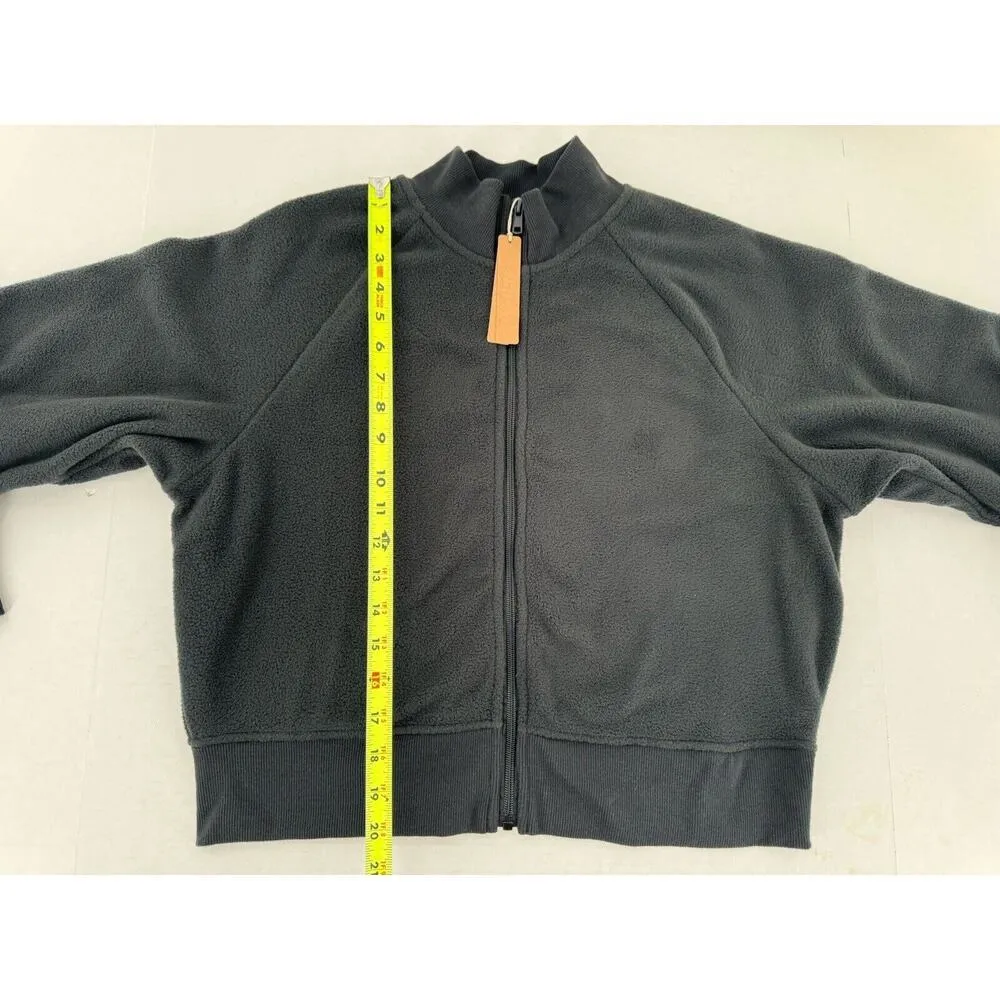 Skims Fleece Lounge Track Jacket Sz XXL Cropped Black Onyx Outdoor Casual New​ - Image 10