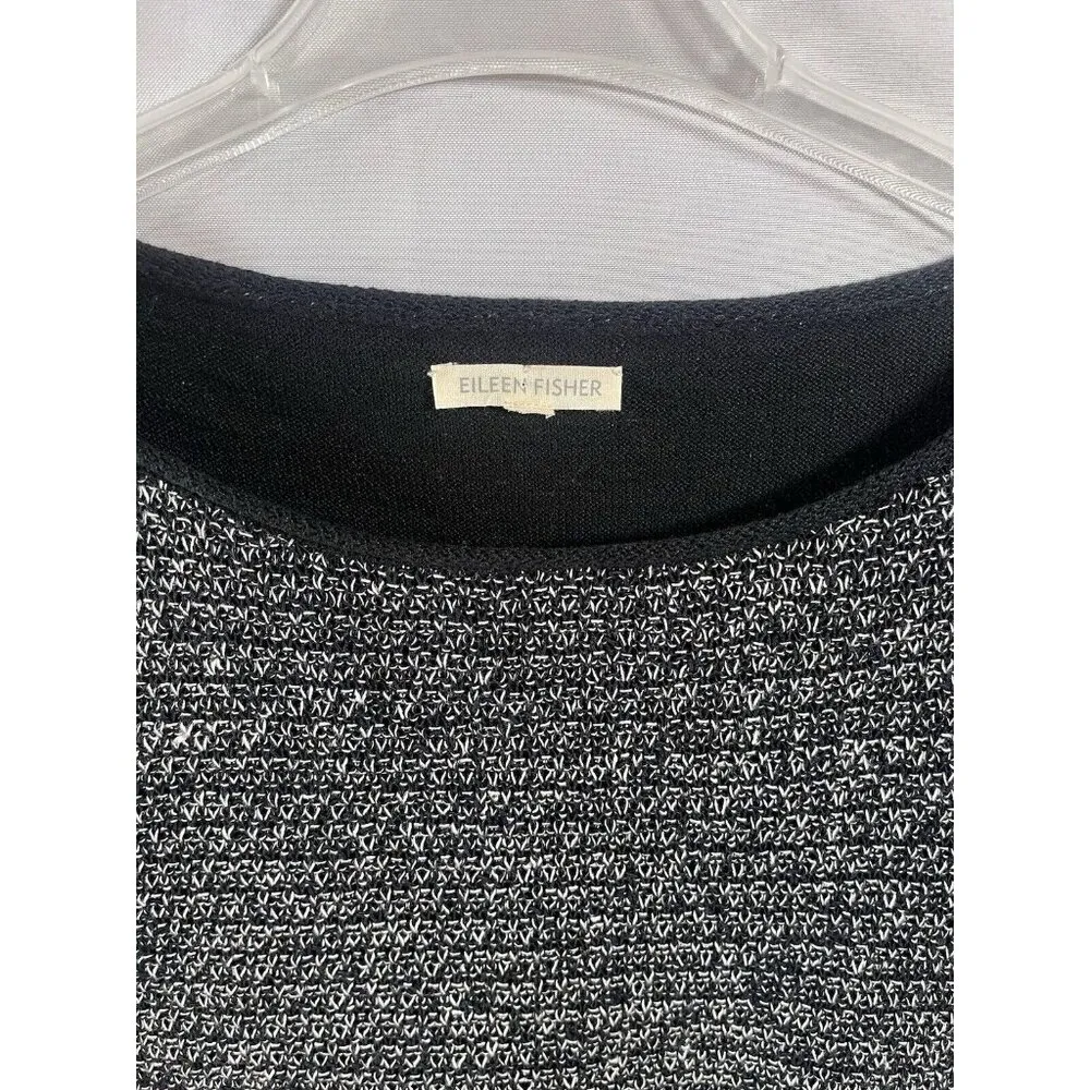 Eileen Fisher Womens Black Organic Linen Blend Tunic Sweater Top M - Image 2
