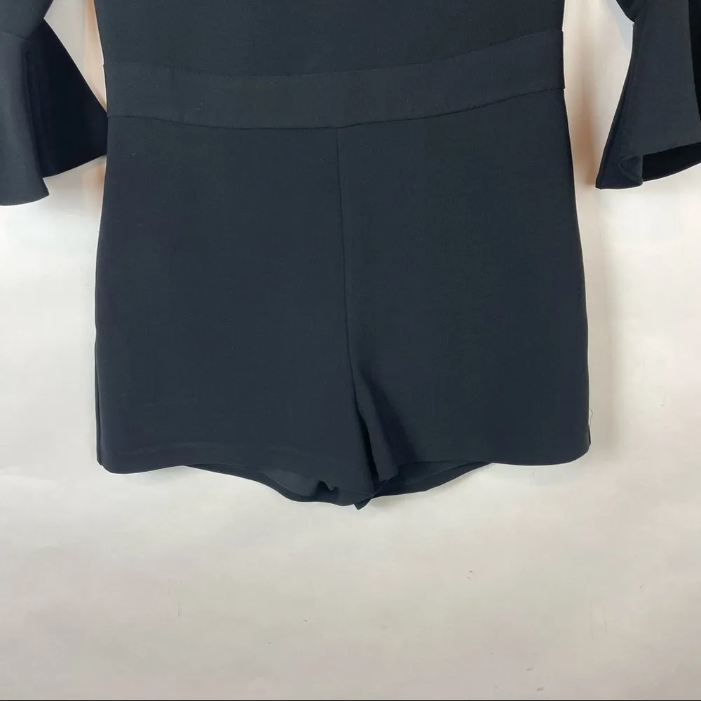 Sail To Sable STS Woman’s Size 4  Black Romper 3/4 Bell Sleeves Preppy - Image 6