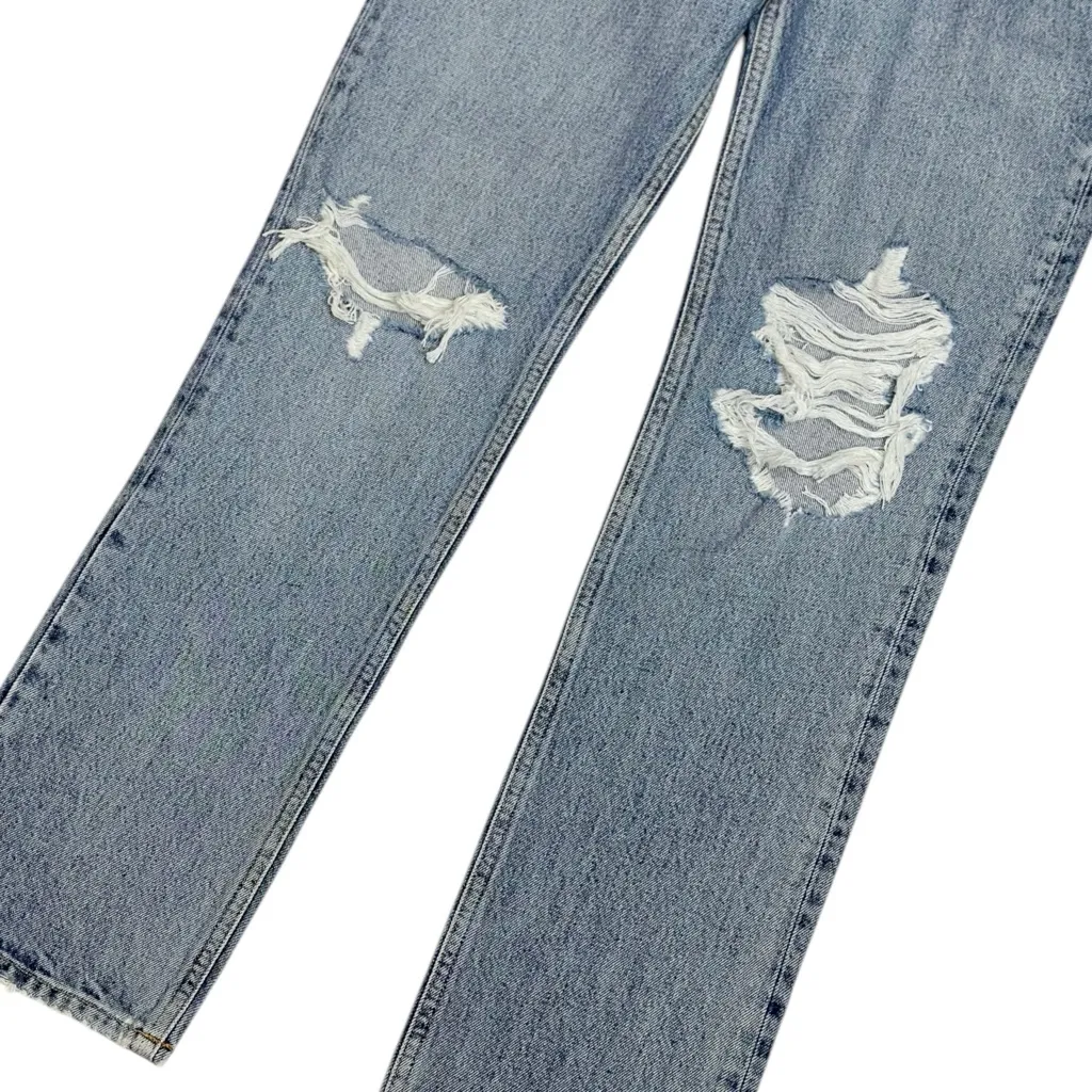 AGOLDE Lana Distressed Straight Jeans, Backdrop, 24” - Image 10