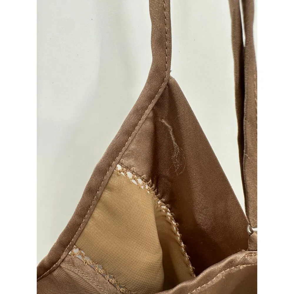 Secret Treasures Babydoll Tank Top Women Brown Satin Y2K 90s Bratz Sexy Large - Image 8