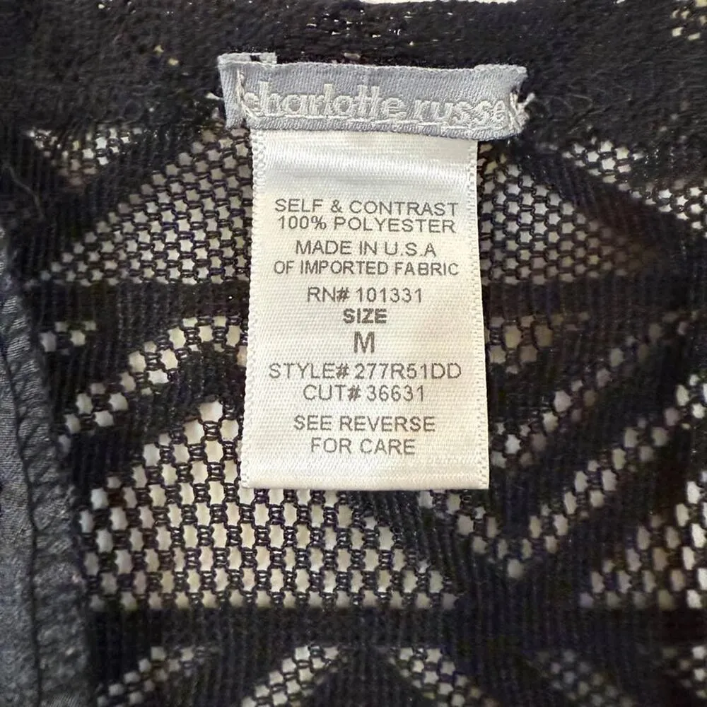 Vintage Charlotte Russe Sheer Open Front Cover Up Womens Medium Black Aztec Lace - Image 3