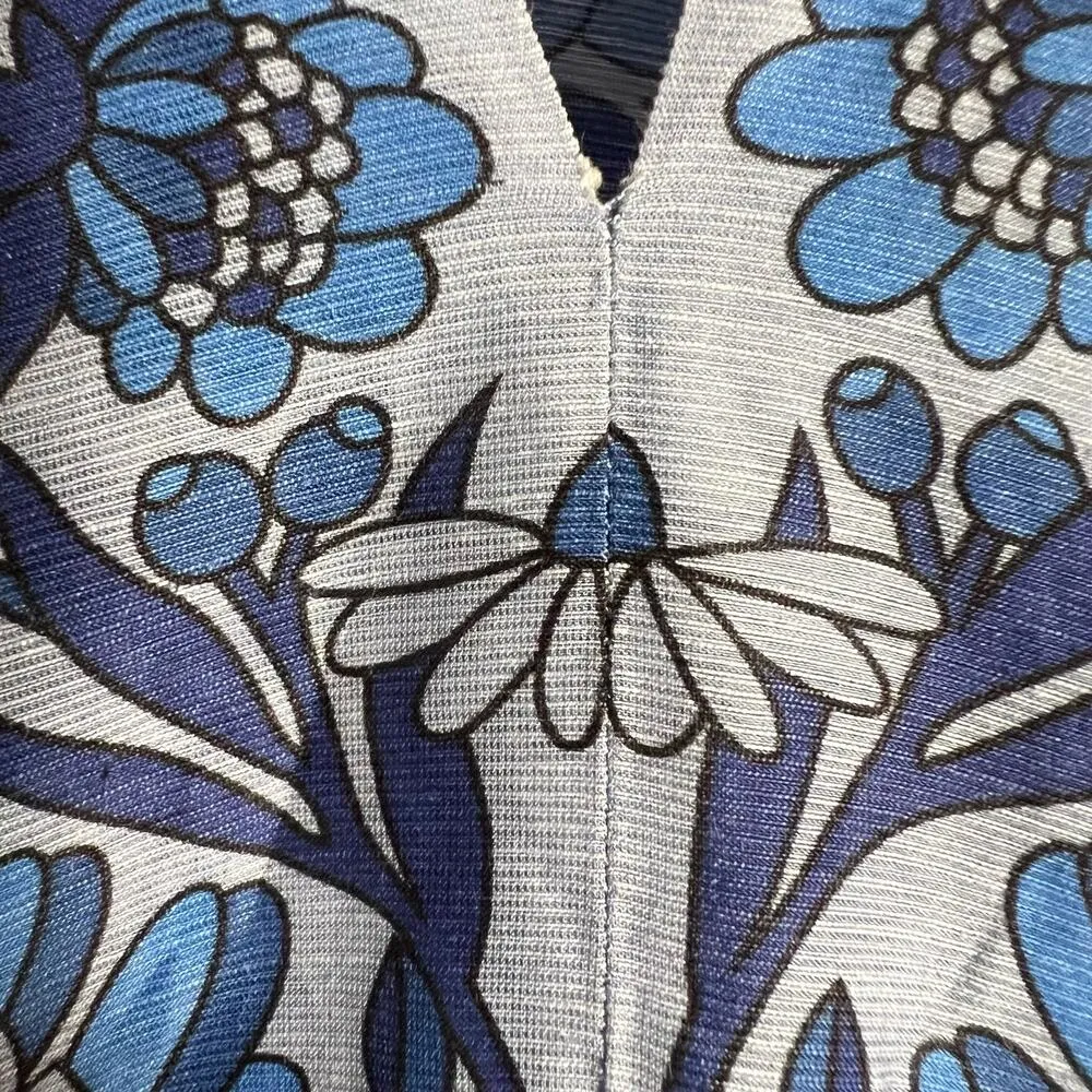 Sandro Yana Blue Floral Print Puff Sleeve V-Neck Tiered Mini Dress Size M - Image 16