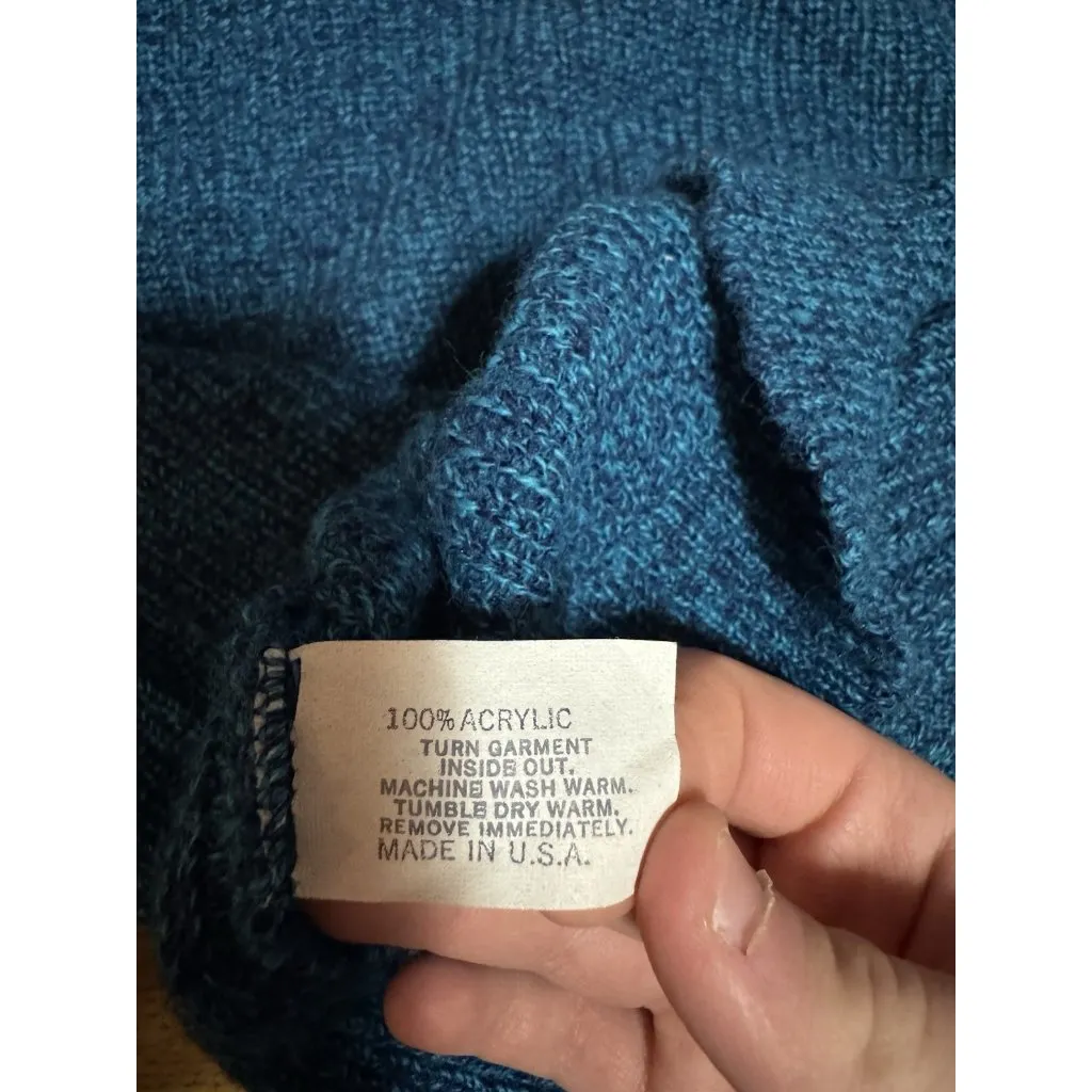 Le Tigre Women’s Blue Sweater Size Large 100% Acrylic Made In U.S.A Knit VTG - Image 8