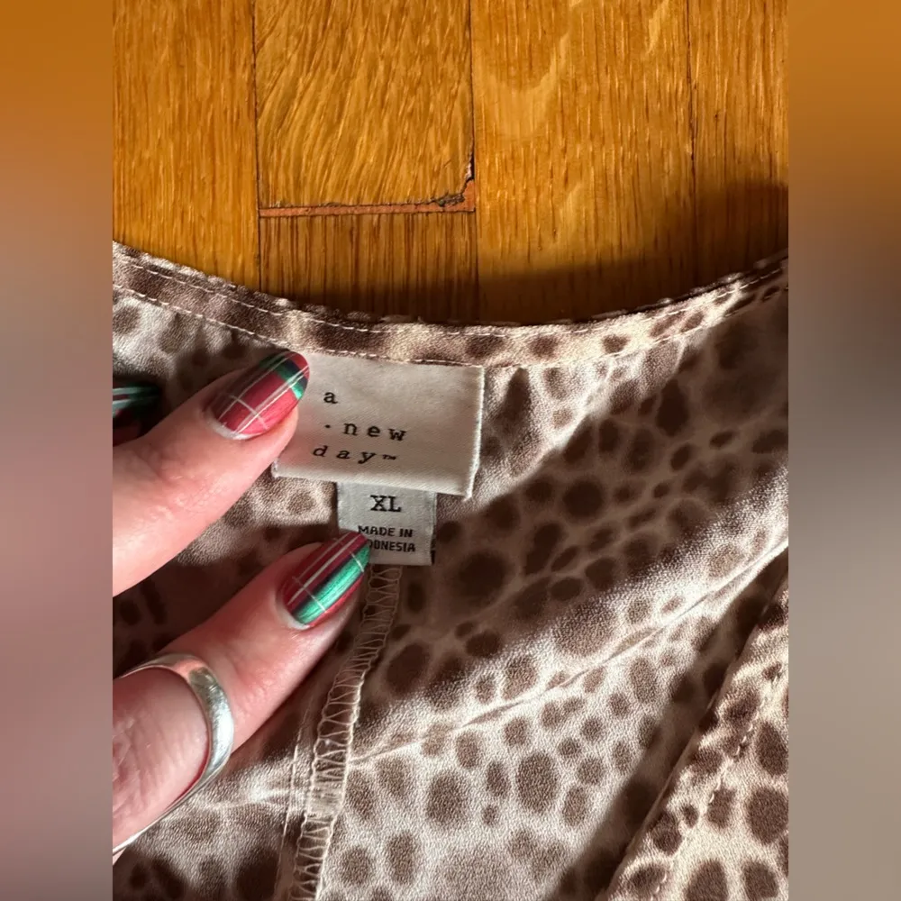 A New Day Animal Print A-Line Ruffle Dress with Short Sleeves, Size XL - Image 4