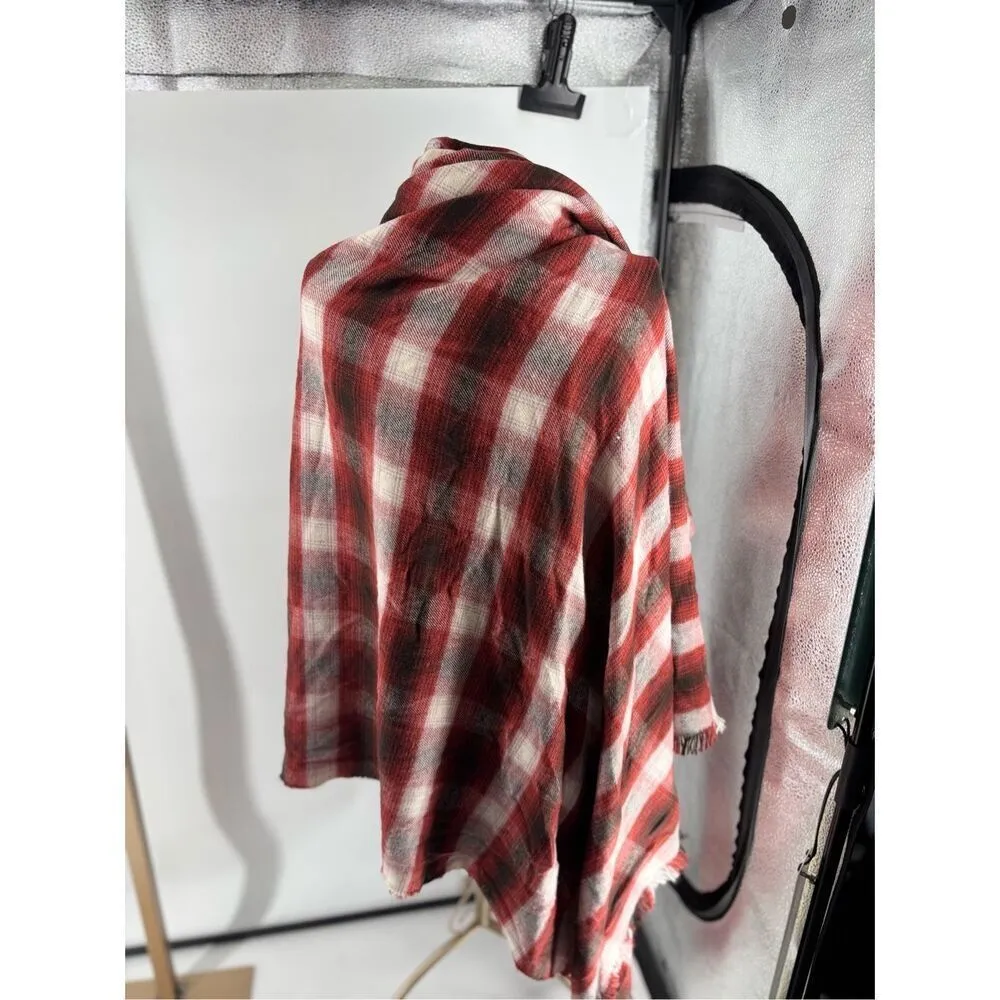 Abercrombie And Fitch Blanket Scarf Wrap Red Plaid - Image 5