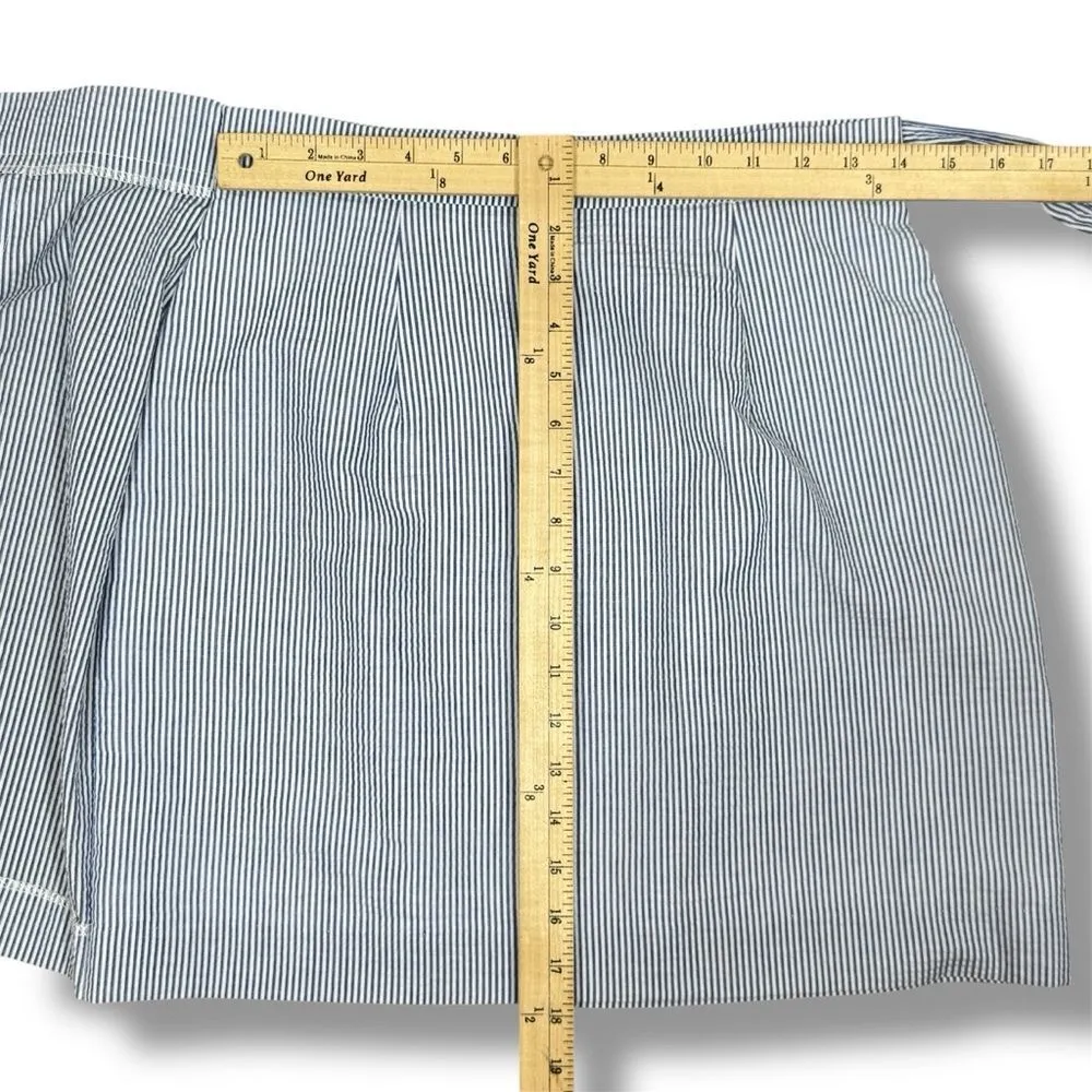 Lauren James‎ Striped Seersucker Faux Wrap Skirt Blue White Medium - Image 13