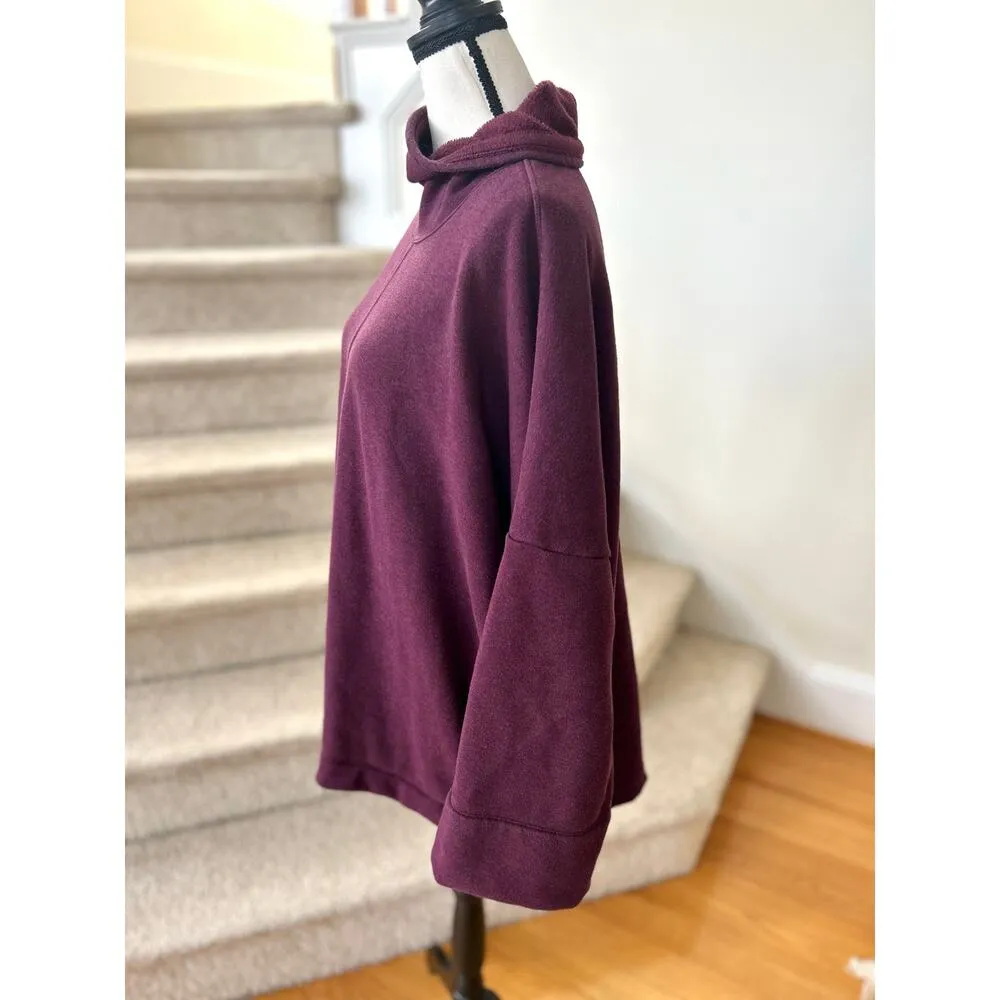Athleta Cozy Karma Burgundy Fleece Lined Cowl Neck Pullover Sweatshirt - Image 2