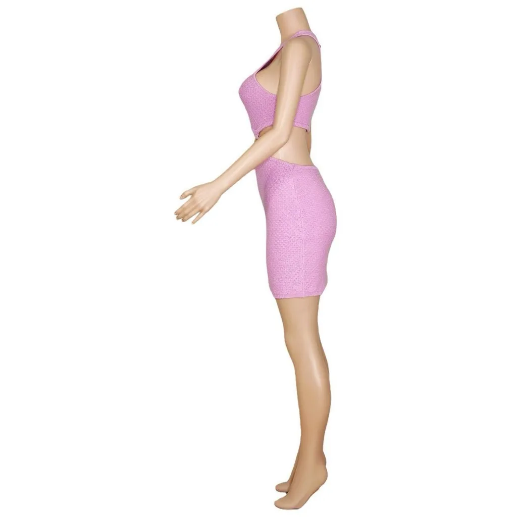 LOVERS + FRIENDS Francesca Knit Mini Dress, Bubble Gum Pink, Large - Image 10