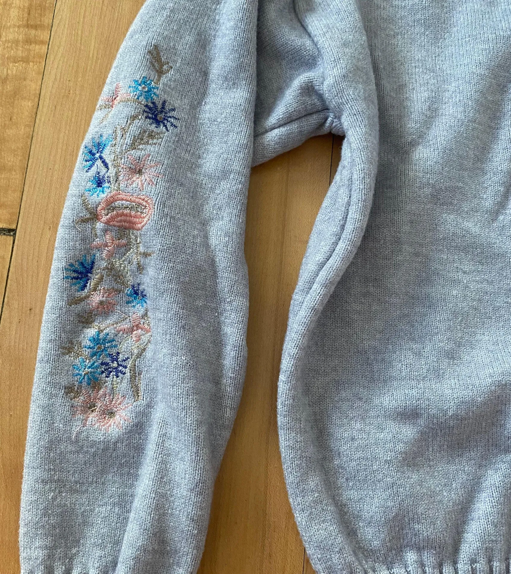 Floral Arm Sweater Blue - Image 2