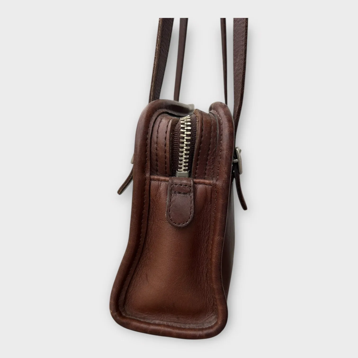 Vintage Coach 9051 Swing Zip Mahogany Glove-Tanned Leather Shoulder Bag Purse 98 - Image 9