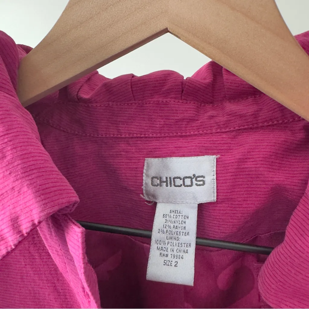 Chico’s 2000s Vintage Y2K Sparkly Vibrant Pink Button-Up Jacket Long Sleeve EUC - Image 7
