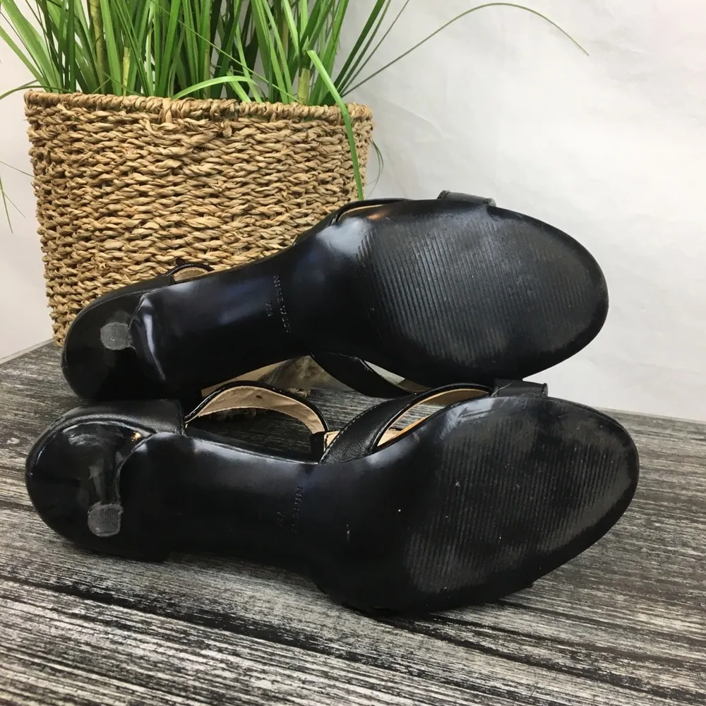 Nine West Black Buckle Ankle Leather Strap Sandals 7 - Image 4