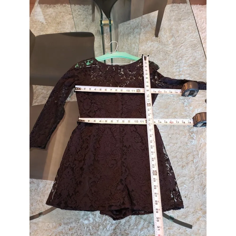 BB Dakota Women's Black Cotton Casual Round Neck Long Sleeve Romper Size 8 - Image 7