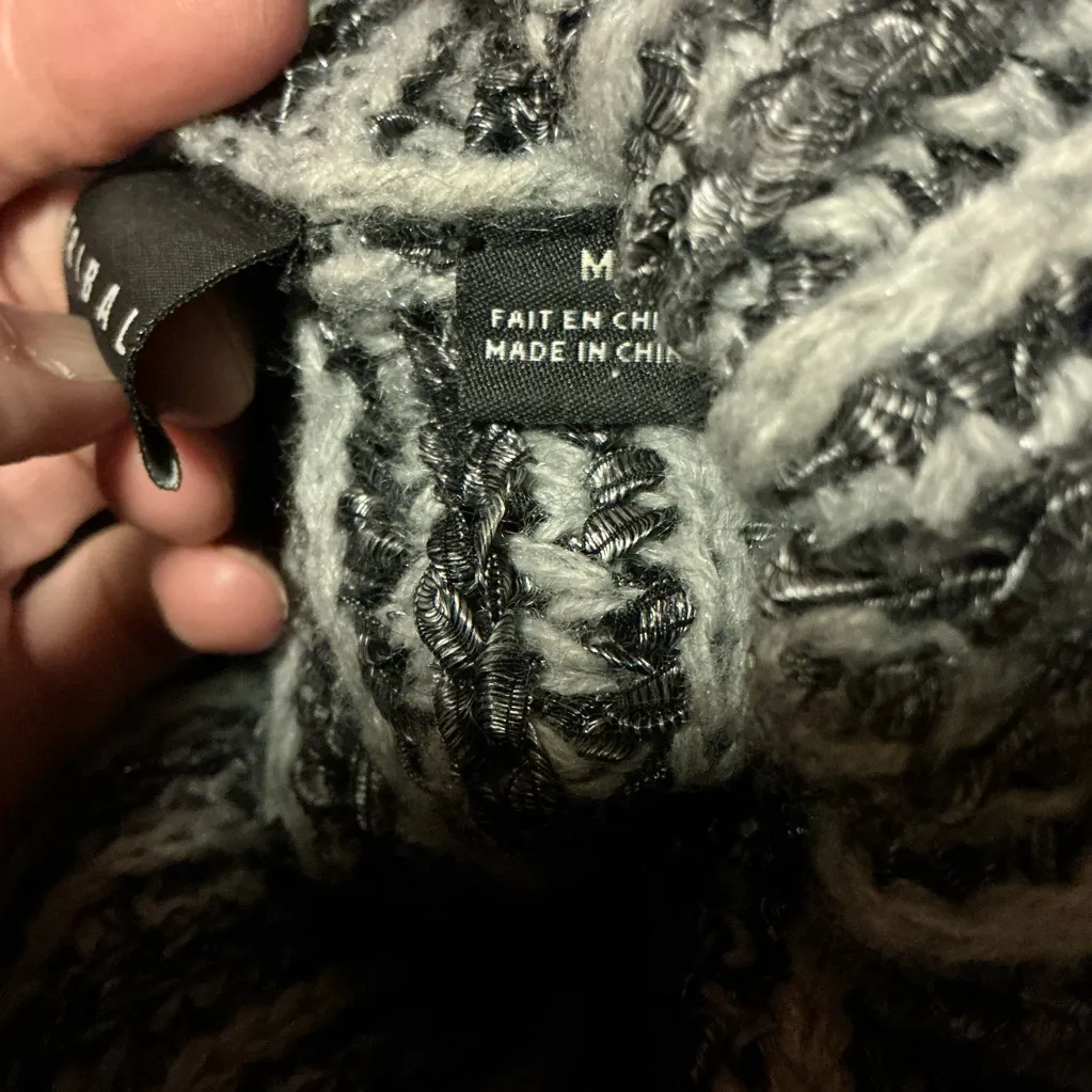 Tribal Grey Chunky Turtleneck Sweater Gray Size M - Image 3