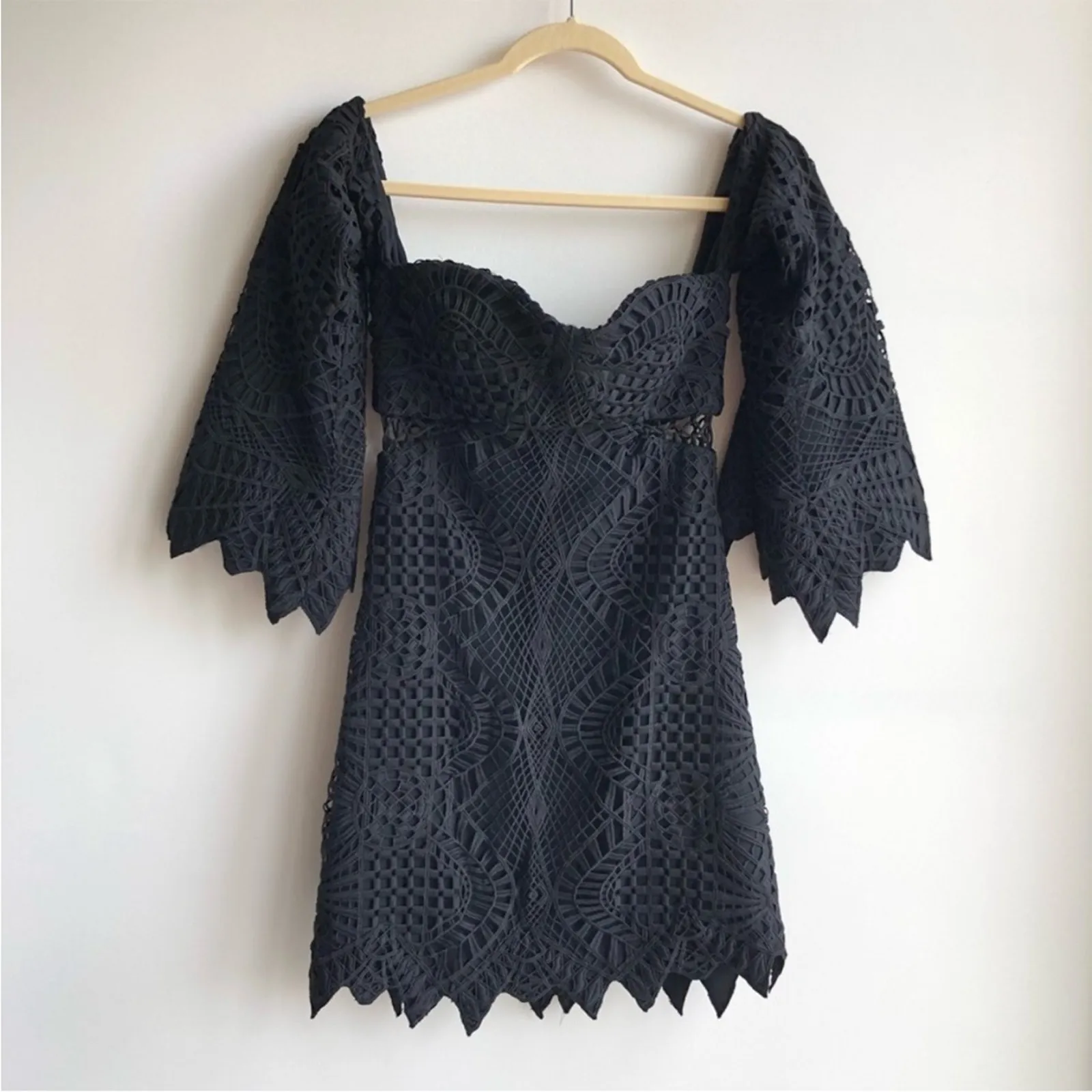 Jonathan Simkhai Black Lace Off The Shoulder Side Cut Out Bustier Dress NEW 4 - Image 8