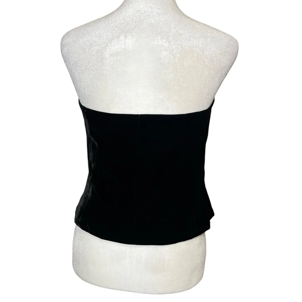 VTG Y2K Black Velvet Strapless Top Bustier Corset Sz 6 Silk Blend Whimsigoth - Image 5