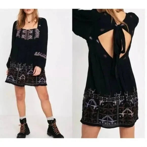 FREE PEOPLE Rhiannon Embroidered Babydoll Tunic Boho Dress Size Extra Small - Image 2