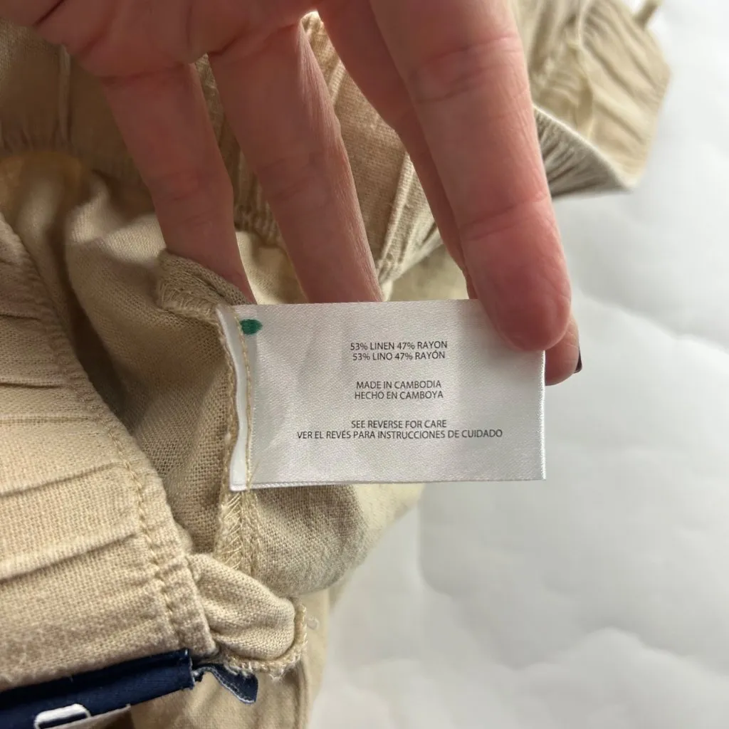 GAP Tan Linen Blend Relaxed Leg Lounge Pant L - Image 4