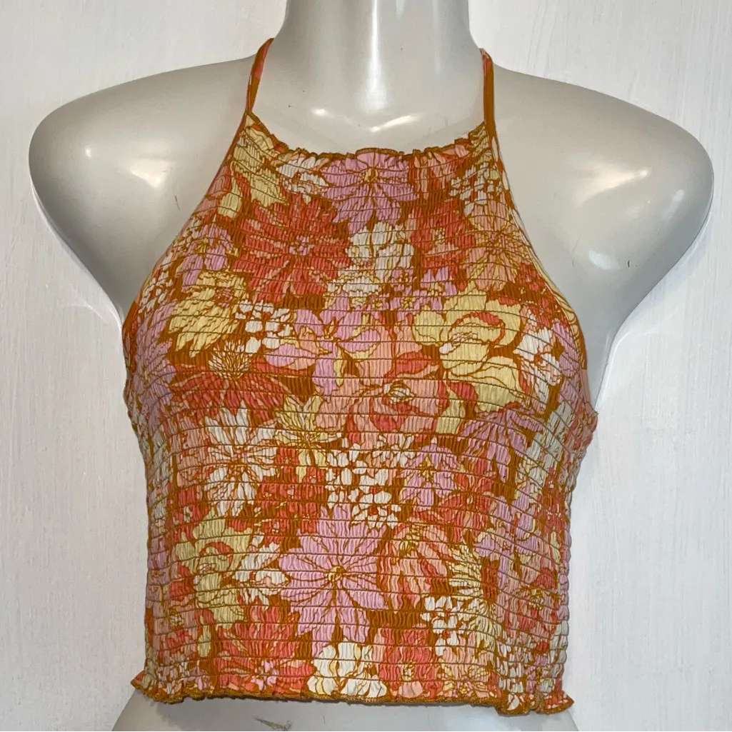 Billabong Pink and Orange Smocked Top - Image 7