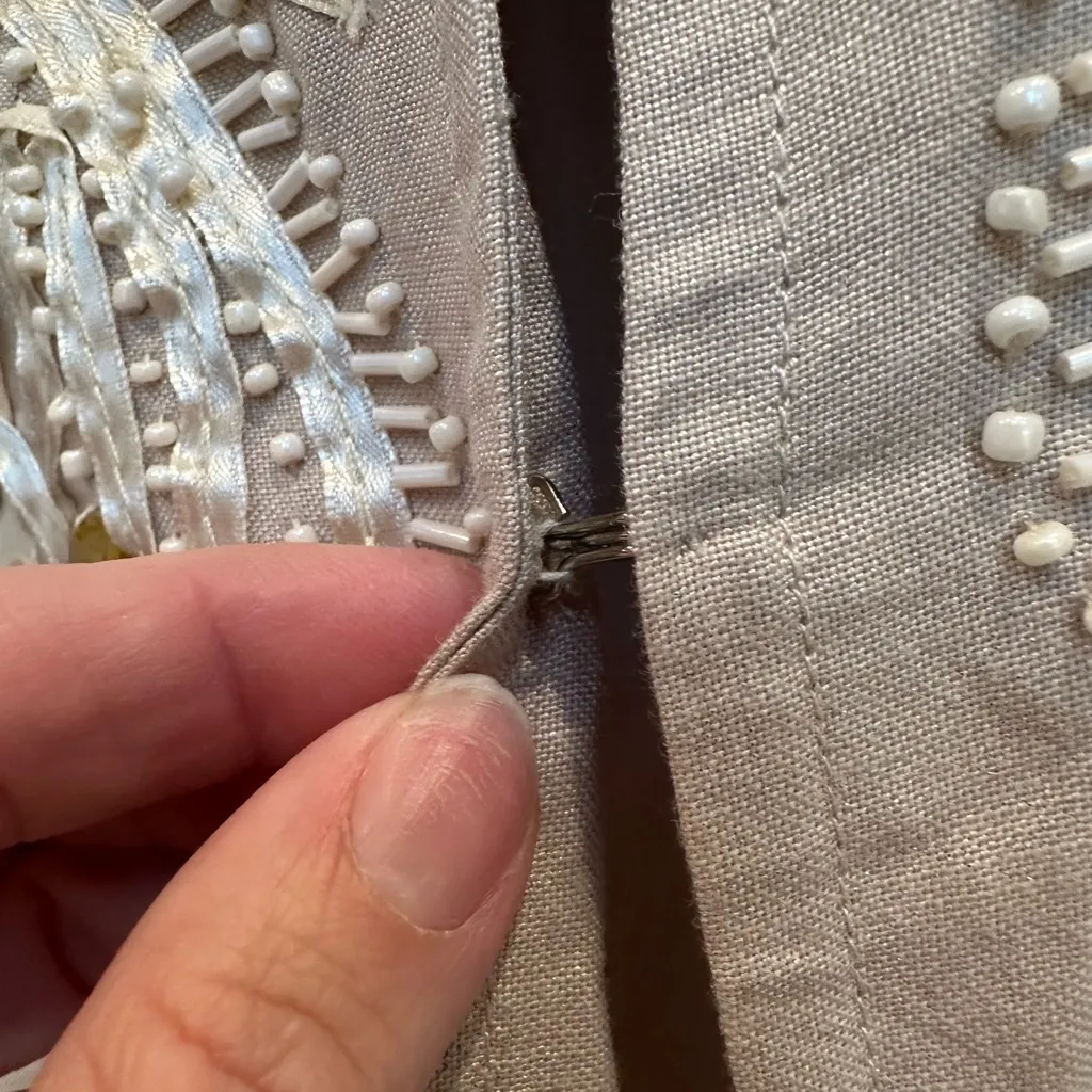 American Glamour Badgley Mischka Jewel Beaded Linen Jacket Blouse Plus Size 1X - Image 8