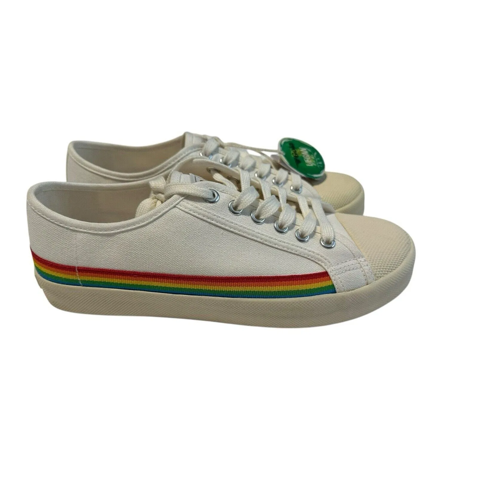 Gola Women’s Size 8 Coaster Sneaker Off White Rainbow Drop Striped #S1 - Image 3