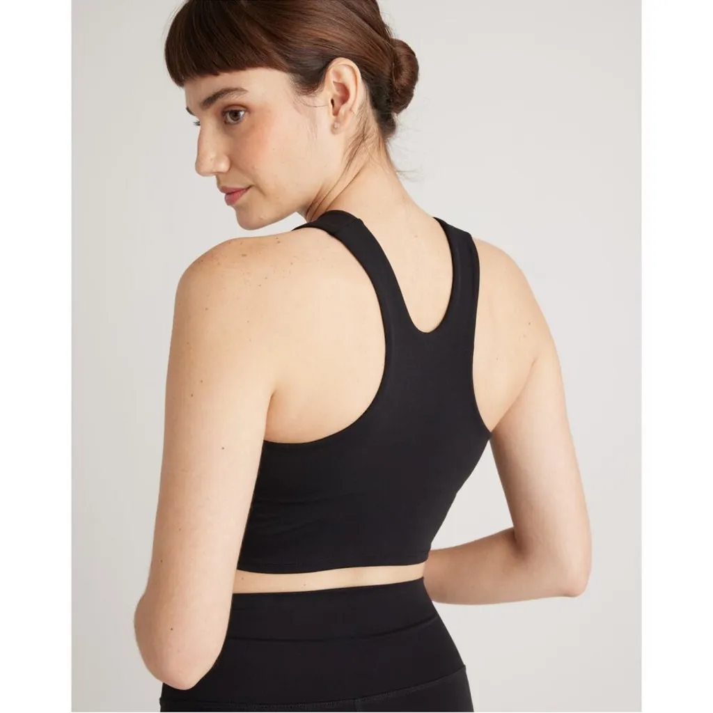 NWT Quince Women's Ultra-Form High-Neck Cropped Activewear Tank Black Size L - Image 2