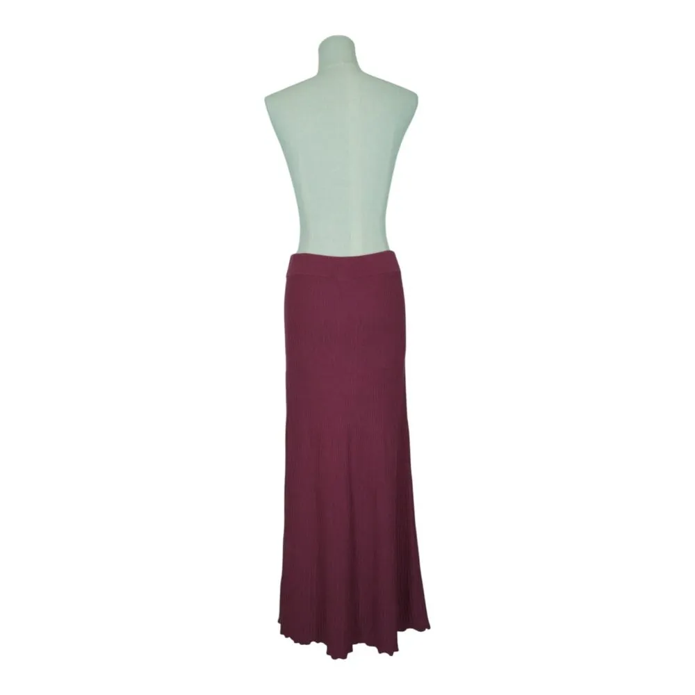 Free People Shine Bright Knit Maxi Skirt Burgundy Purple Sz Small - Image 9