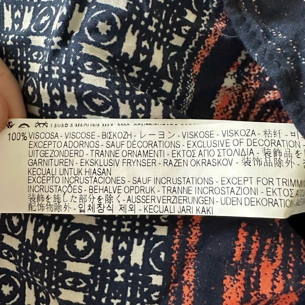 Zara Basic Moroccan Printed Blue/ orange pattern Tunic Dress Size Small - Image 10