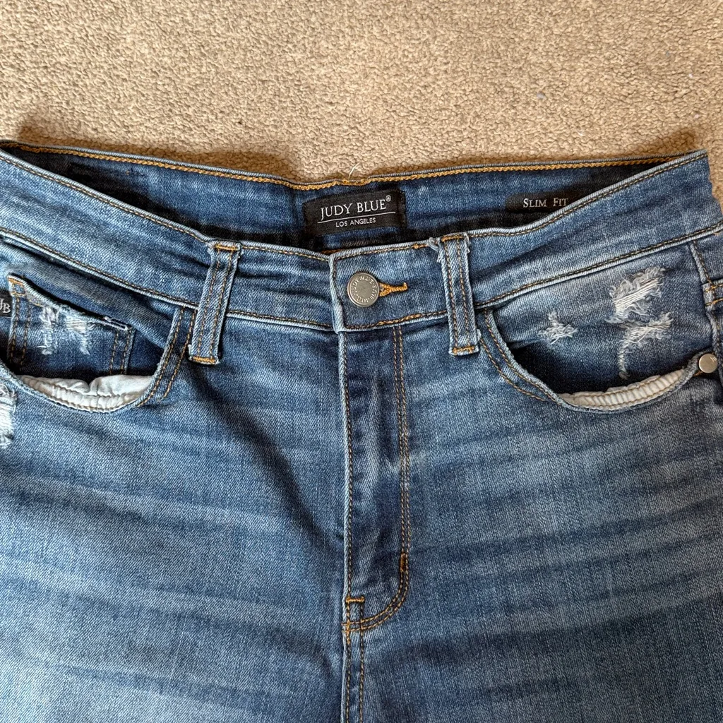 Judy Blue Medium Wash High Rise Distressed Slim Fit Jeans Size 5/27 - Image 5