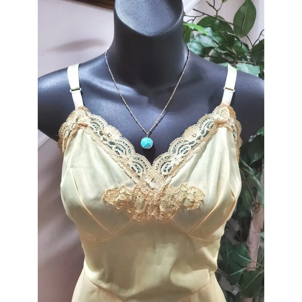 Vintage Tie Dyed Cream Sweetheart Neck Sleeveless Knee Length Slip Dress Size S - Image 6