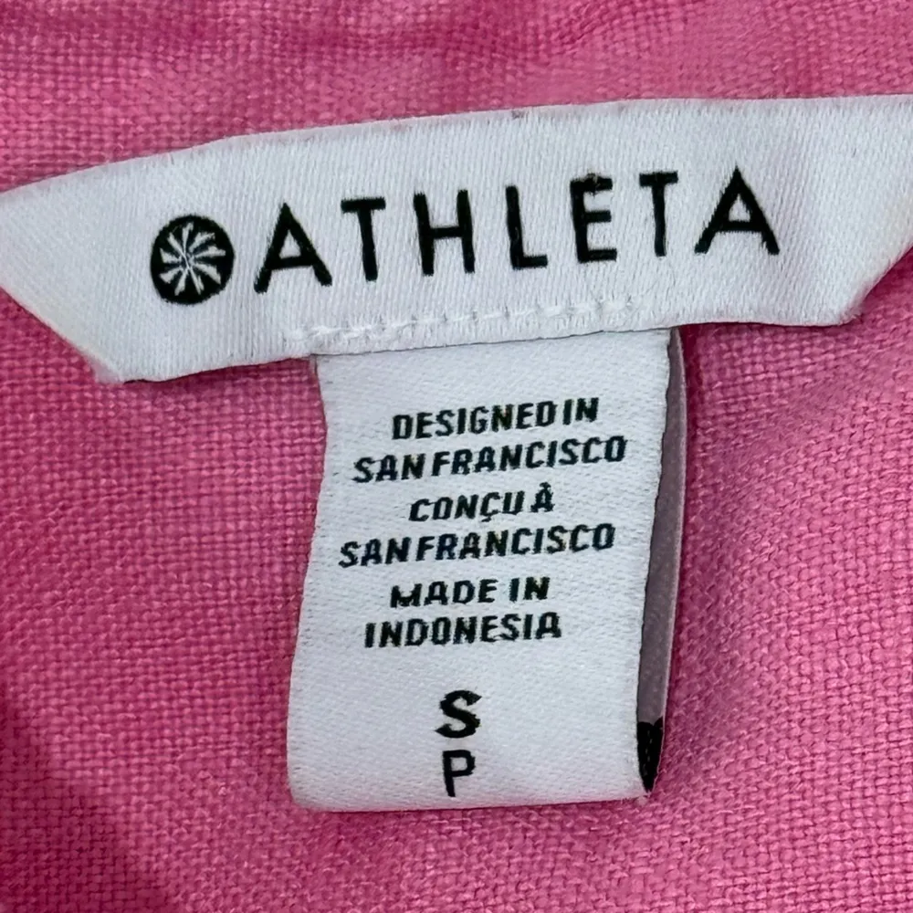 Athleta 100% linen Retreat Linen Short Sleeve Shirt women size S - Image 6