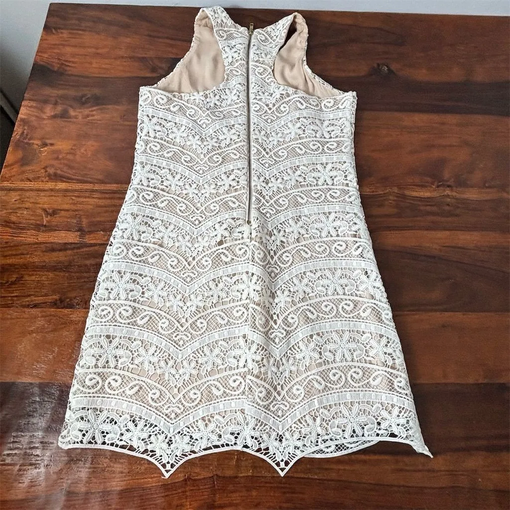 Lavender Brown Women's White Lace Mini Dress Sleeveless Party/Cocktail S‎ - Image 7