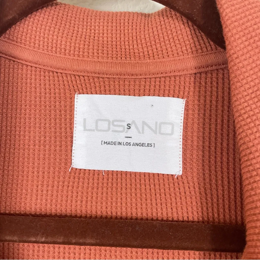 LOSANO Baked Clay Organic Cotton Waffle Lounge Set Small Made in‎ Los Angeles Orange - Image 3