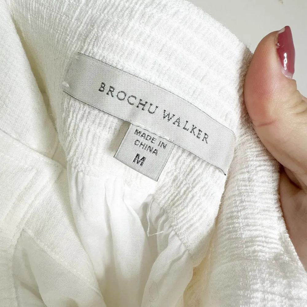 Brochu Walker  White Carpi Button Front Gauzy Midi Skirt Medium - Image 7