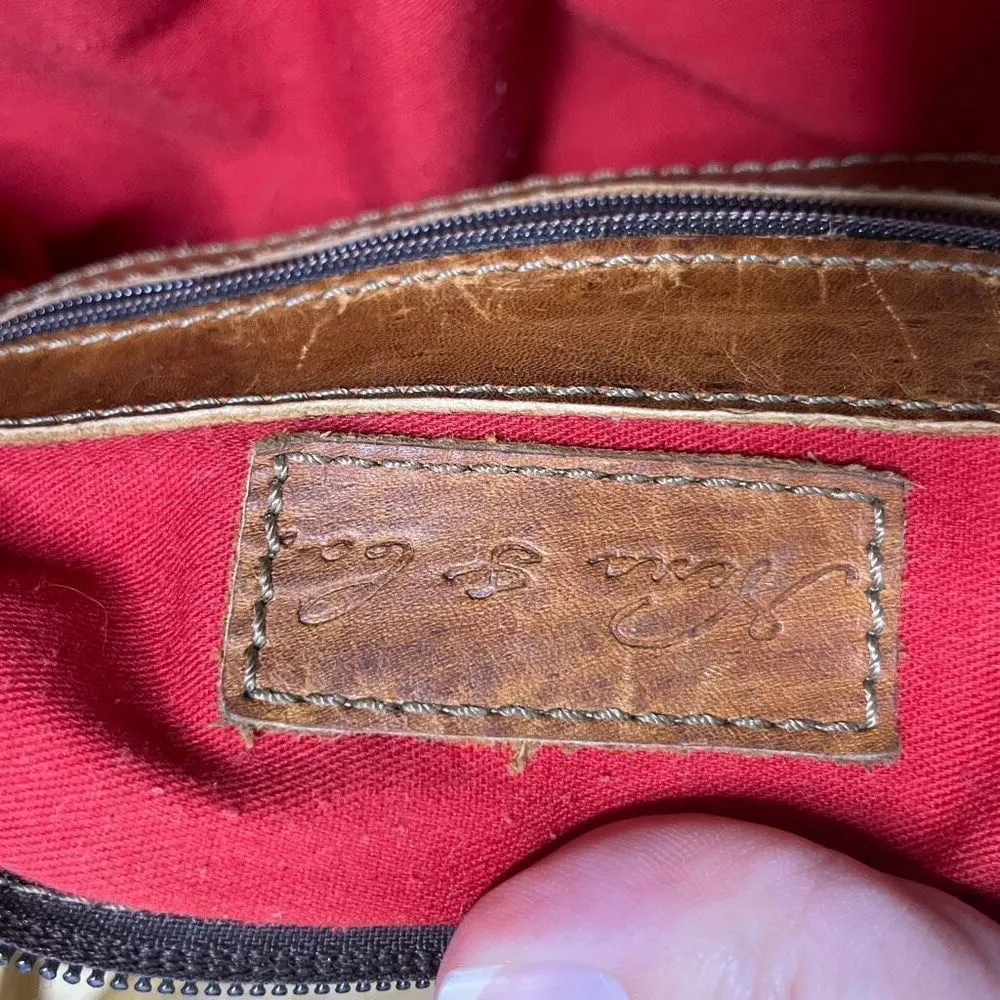 Nena & Co OOAC Weekender Bag Leather /Textile Purse Slouch Tote Travel Guatemala Brown - Image 5