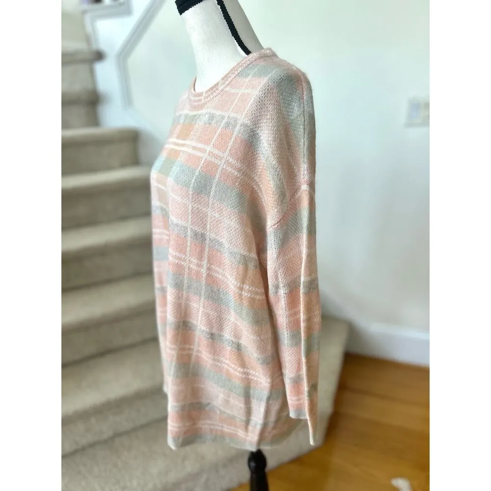 NWT Lou & Grey Blush Pink & Light Blue Plaid Tunic Length Sweater - Image 3