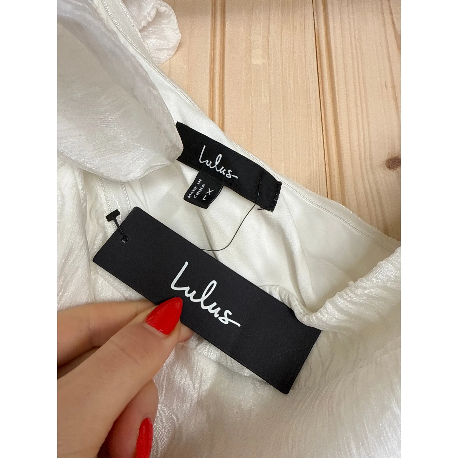 NWT Lulus Sweet Definition White Burnout Ruffled One-Shoulder Midi Dress Size XL - Image 9