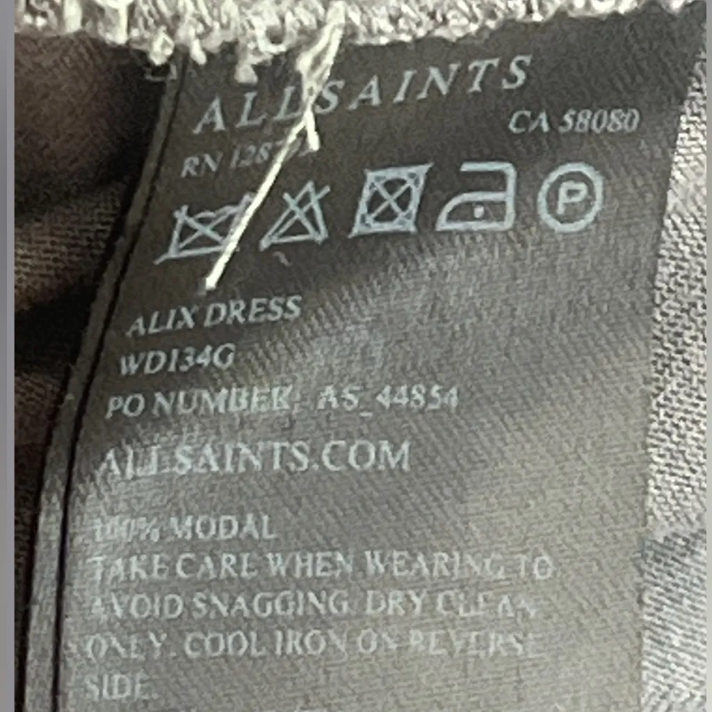 All Saints Alix Dress Sleeveless Ruching Stretch Jersey Knit Modal Gray Size 6 - Image 6